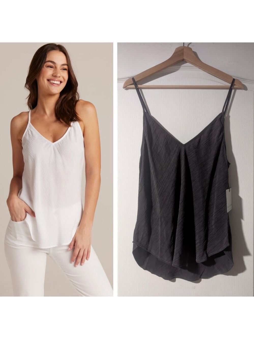 Bella Dahl | V-Neck Camisole Textured Charcoal